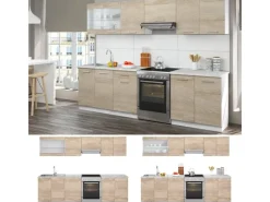 Vicco Raul Küchenzeile Sonoma 270 cm AP Marmor mit LED-LeistenRaul ohne E-Geräte< Einbauküchen
