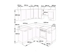 Vicco Rick Eckküche Weiß/Sonoma 187 x 167 cm AP MarmorRick ohne E-Geräte Sonoma-Weiß
