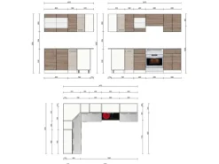 Best Vicco Rick Eckküche Weiß/Sonoma 247 x 167 cm AP Marmor mit LED-LeistenRick ohne E-Geräte