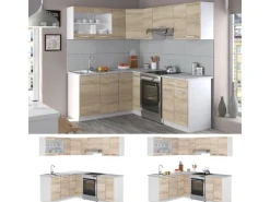 Vicco Rick Eckküche Weiß/Sonoma 207 x 167 cm AP MarmorRick ohne E-Geräte< Winkelküchen|Einbauküchen