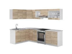 Vicco Rick Eckküche Weiß/Sonoma 267 x 167 cm AP MarmorRick ohne E-Geräte< Winkelküchen