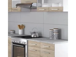Vicco Rick Eckküche Weiß/Sonoma 267 x 167 cm AP MarmorRick ohne E-Geräte< Winkelküchen
