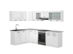 Vicco Rick Eckküche / Hochglanz 267 x 167 cm AP MarmorRick ohne E-Geräte< Winkelküchen