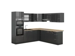 Hot Vicco R-Line Eckküche Hochglanz/ 237 x 60 cm ohne Arbeitsplatte ohne E-Geräte Anthrazit