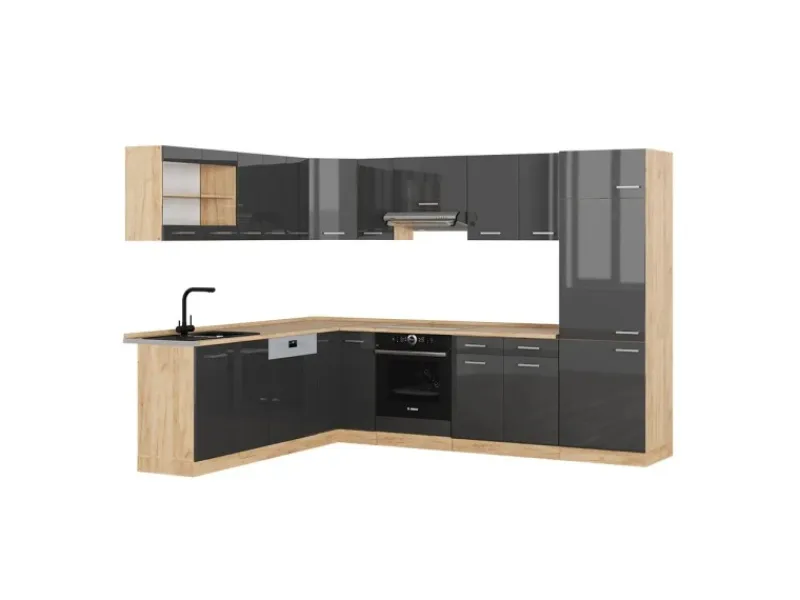 Winkelküchen<Vicco R-Line Eckküche /Goldkraft Eiche 227 x 287 cm AP Eiche ohne E-Geräte