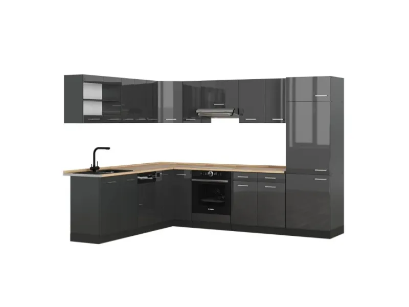 Vicco R-Line Eckküche Hochglanz/ 227 x 287 cm ohne Arbeitsplatte ohne E-Geräte< Winkelküchen