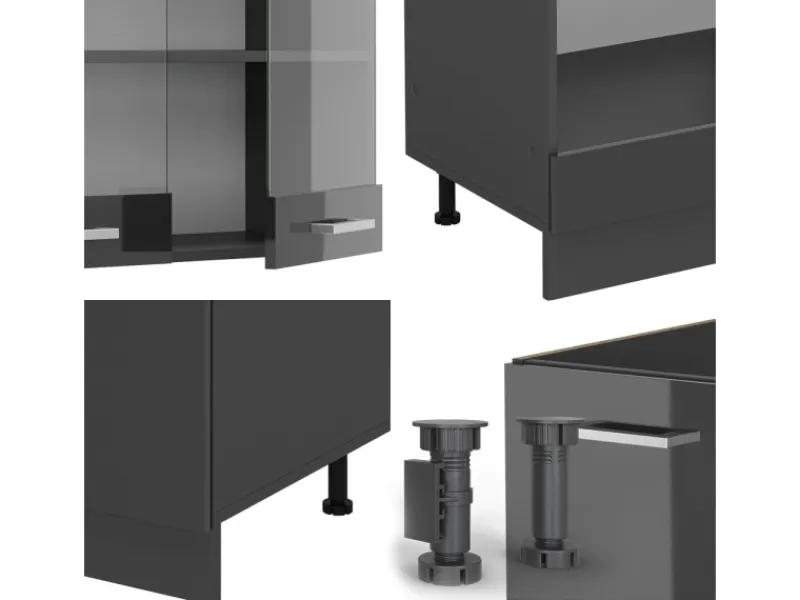 Vicco R-Line Eckküche Hochglanz/ 227 x 287 cm ohne Arbeitsplatte ohne E-Geräte< Winkelküchen