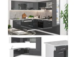Vicco R-Line Eckküche /Weiß 227 x 287 cm AP Eiche ohne E-Geräte< Winkelküchen