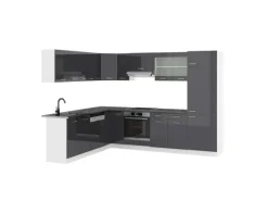 Winkelküchen|Einbauküchen<Vicco R-Line Eckküche /Weiß 227 x 287 cm AP Anthrazit ohne E-Geräte