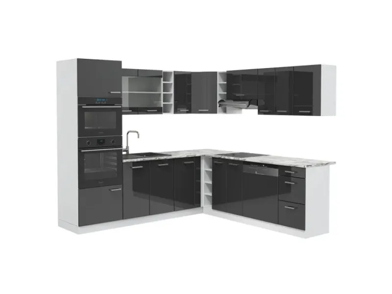 Winkelküchen|Einbauküchen<Vicco R-Line Eckküche /Weiß 237 x 60 cm ohne Arbeitsplatte ohne E-Geräte