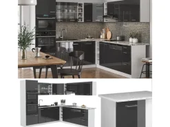 Winkelküchen|Einbauküchen<Vicco R-Line Eckküche /Weiß 237 x 60 cm ohne Arbeitsplatte ohne E-Geräte