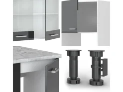 Winkelküchen|Einbauküchen<Vicco R-Line Eckküche /Weiß 237 x 60 cm ohne Arbeitsplatte ohne E-Geräte