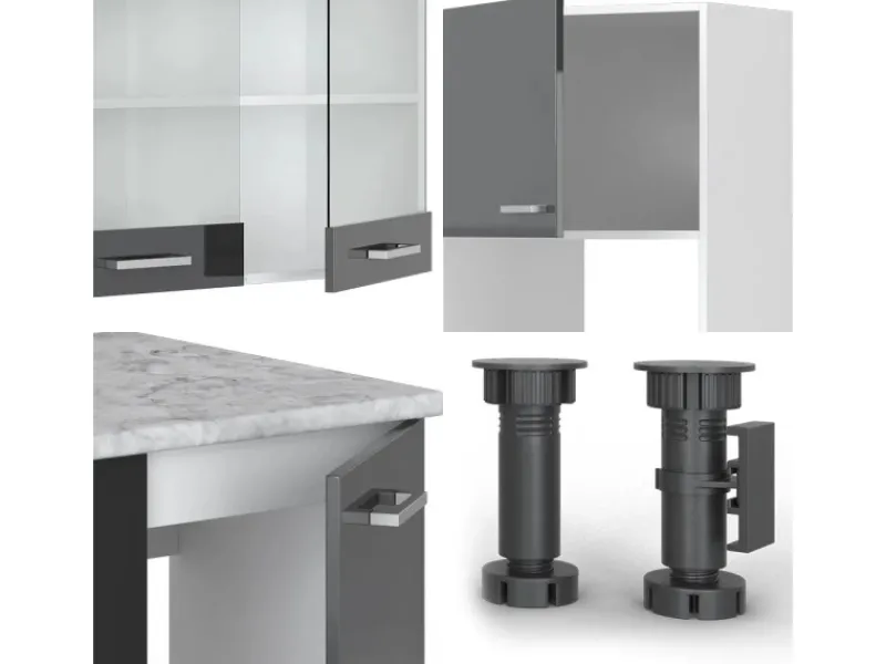 Winkelküchen|Einbauküchen<Vicco R-Line Eckküche /Weiß 237 x 60 cm ohne Arbeitsplatte ohne E-Geräte