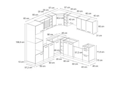 Winkelküchen<Vicco R-Line Eckküche Anthrazit Landhaus/Goldkraft Eiche 237 x 60 cm ohne Arbeitsplatte ohne E-Geräte