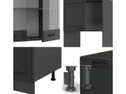 Vicco R-Line Eckküche Landhaus/ 237 x 60 cm ohne Arbeitsplatte ohne E-Geräte< Winkelküchen