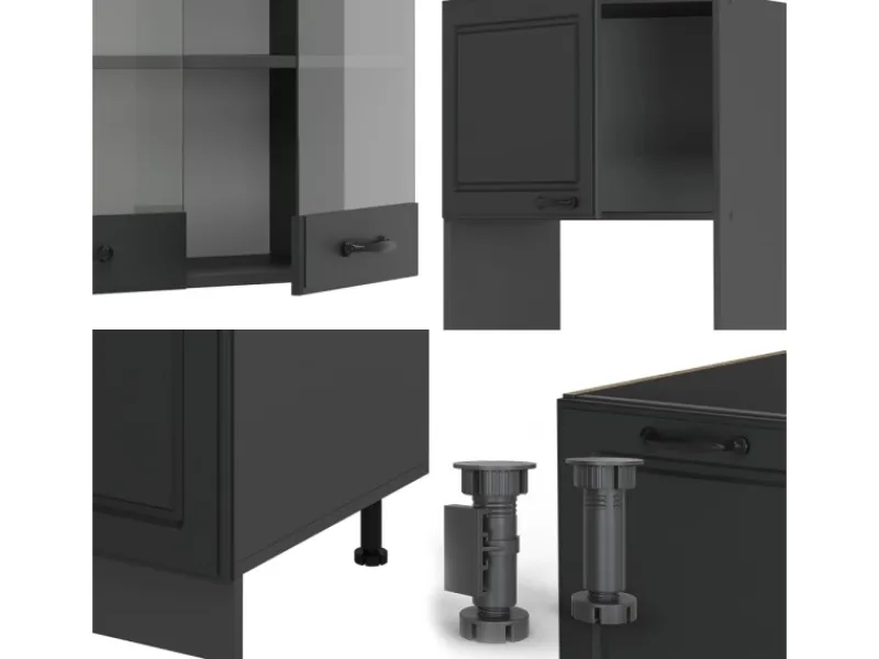 Vicco R-Line Eckküche Landhaus/ 237 x 60 cm ohne Arbeitsplatte ohne E-Geräte< Winkelküchen