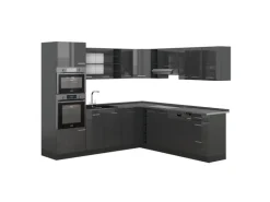 Hot Vicco R-Line Eckküche Hochglanz/ 237 x 247 cm AP ohne E-Geräte Anthrazit