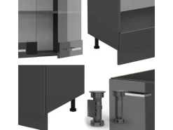 Vicco R-Line Eckküche Hochglanz/ 227 x 287 cm AP Eiche ohne E-Geräte< Winkelküchen