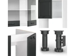 Küchenregale|Winkelküchen<Vicco R-Line Eckküche Anthrazit Landhaus/Weiß 237 x 60 cm ohne Arbeitsplatte ohne E-Geräte