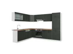 Vicco R-Line Eckküche Anthrazit Landhaus/Weiß 227 x 287 cm AP Eiche ohne E-Geräte< Winkelküchen