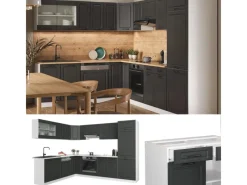 Vicco R-Line Eckküche Anthrazit Landhaus/Weiß 227 x 287 cm AP Anthrazit ohne E-Geräte< Winkelküchen|Kücheninseln