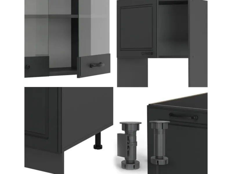 Vicco R-Line Eckküche Landhaus/ 237 x 247 cm AP Marmor ohne E-Geräte< Winkelküchen|Einbauküchen