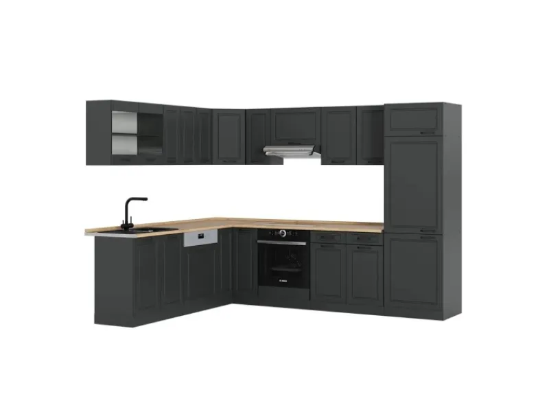 Vicco R-Line Eckküche Landhaus/ 227 x 287 cm ohne Arbeitsplatte ohne E-Geräte< Winkelküchen