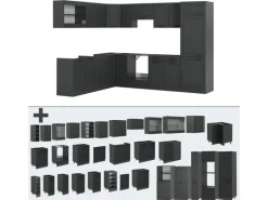 Vicco R-Line Eckküche Landhaus/ 227 x 287 cm ohne Arbeitsplatte ohne E-Geräte< Winkelküchen
