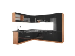 Winkelküchen<Vicco R-Line Eckküche /Goldkraft Eiche 227 x 287 cm AP Anthrazit ohne E-Geräte