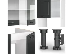 Clearance Vicco R-Line Eckküche Anthrazit Landhaus/Weiß 237 x 247 cm AP Anthrazit ohne E-Geräte Anthrazit Struktur