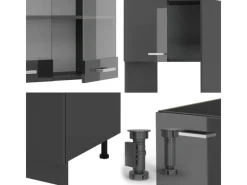 Vicco R-Line Eckküche Hochglanz/ 237 x 247 cm AP Eiche ohne E-Geräte< Winkelküchen|Einbauküchen