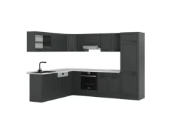 Hot Vicco R-Line Eckküche Landhaus/ 227 x 287 cm AP Marmor ohne E-Geräte Anthrazit