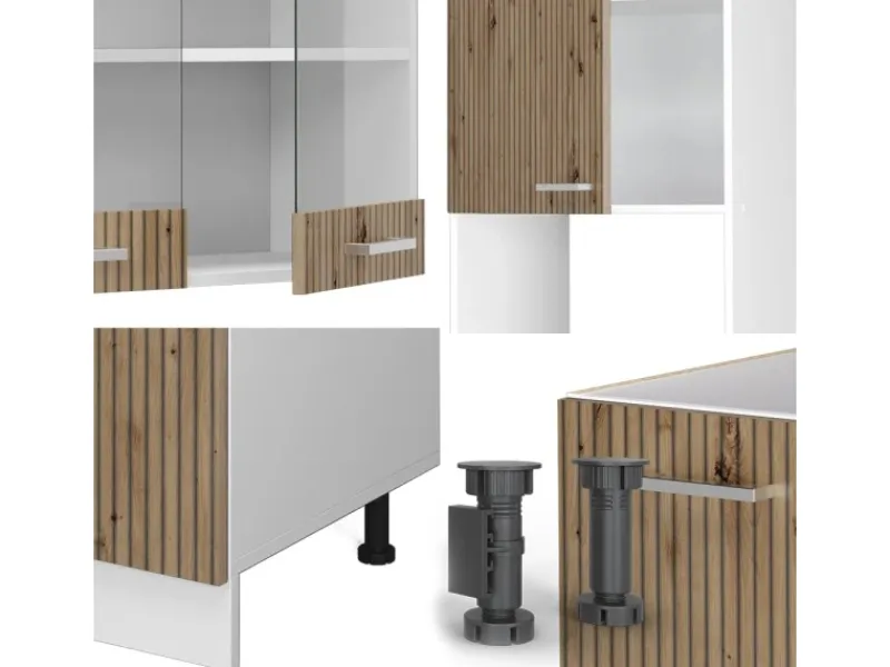 Winkelküchen<Vicco R-Line Eckküche /Weiß 237 x 247 cm ohne Arbeitsplatte ohne E-Geräte