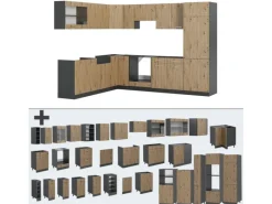 Vicco R-Line Eckküche Artisan Eiche/Anthrazit 227 x 287 cm AP Eiche ohne E-Geräte< Winkelküchen