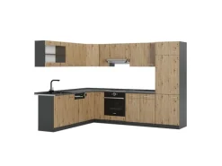 Winkelküchen<Vicco R-Line Eckküche Artisan Eiche/Anthrazit 227 x 287 cm ohne Arbeitsplatte ohne E-Geräte