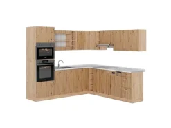 Winkelküchen<Vicco R-Line Eckküche Artisan-Eiche/Goldkraft Eiche 237 x 247 cm AP Marmor ohne E-Geräte