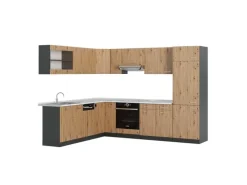Winkelküchen|Einbauküchen<Vicco R-Line Eckküche Artisan Eiche/Anthrazit 227 x 287 cm AP Marmor ohne E-Geräte