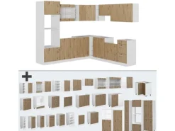 New Vicco R-Line Eckküche /Weiß 237 x 247 cm AP Eiche ohne E-Geräte Artisan Eiche