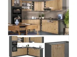 Vicco R-Line Eckküche Artisan Eiche/Anthrazit 237 x 247 cm AP Anthrazit ohne E-Geräte< Herde|Winkelküchen