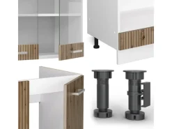 New Vicco R-Line Eckküche /Weiß 227 x 287 cm ohne Arbeitsplatte ohne E-Geräte Artisan Eiche