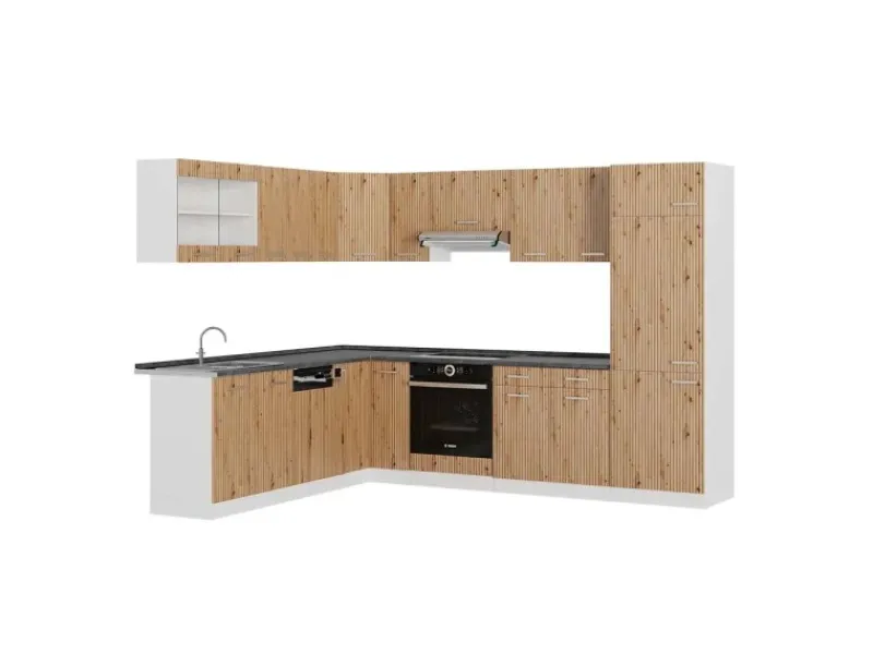 Winkelküchen<Vicco R-Line Eckküche /Weiß 227 x 287 cm AP Anthrazit ohne E-Geräte