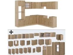 Winkelküchen<Vicco R-Line Eckküche Artisan-Eiche/Goldkraft Eiche 237 x 247 cm ohne Arbeitsplatte ohne E-Geräte