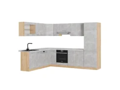 Hot Vicco R-Line Eckküche /Goldkraft Eiche 227 x 287 cm AP Marmor ohne E-Geräte Beton