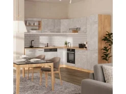 Hot Vicco R-Line Eckküche /Goldkraft Eiche 227 x 287 cm AP Marmor ohne E-Geräte Beton