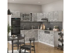 Vicco R-Line Eckküche Beton/Weiß 237 x 247 cm AP Eiche ohne E-Geräte< Winkelküchen|Kücheninseln