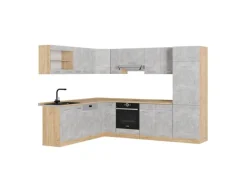 Vicco R-Line Eckküche /Goldkraft Eiche 227 x 287 cm AP Eiche ohne E-Geräte< Winkelküchen|Küchenschränke
