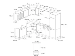 Vicco R-Line Eckküche /Goldkraft Eiche 227 x 287 cm AP Eiche ohne E-Geräte< Winkelküchen|Küchenschränke