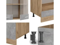 Vicco R-Line Eckküche /Goldkraft Eiche 227 x 287 cm AP Eiche ohne E-Geräte< Winkelküchen|Küchenschränke