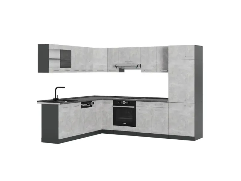 Winkelküchen|Einbauküchen<Vicco R-Line Eckküche /Anthrazit 227 x 287 cm AP Anthrazit ohne E-Geräte
