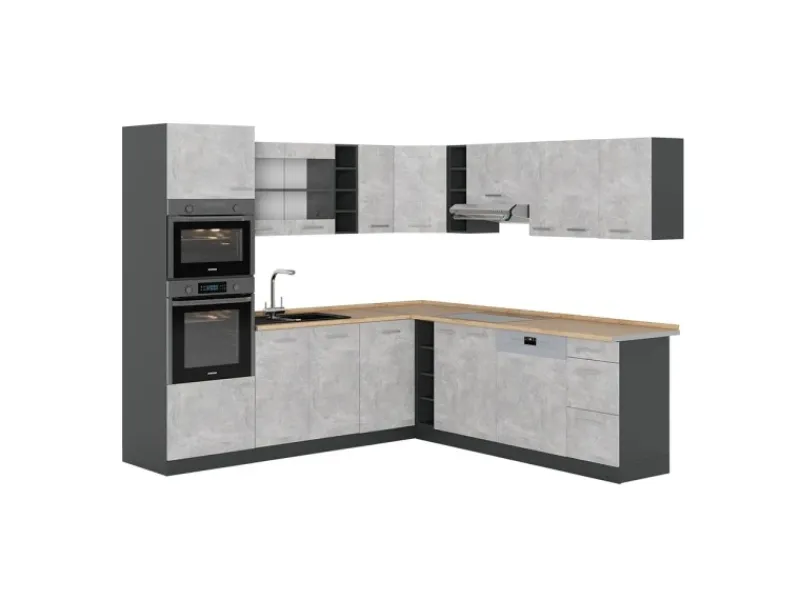 Vicco R-Line Eckküche /Anthrazit 237 x 247 cm AP Eiche ohne E-Geräte< Winkelküchen|Kücheninseln
